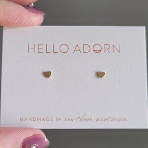 NWT Tiny Heart Studs - Gold - Hello Adorn